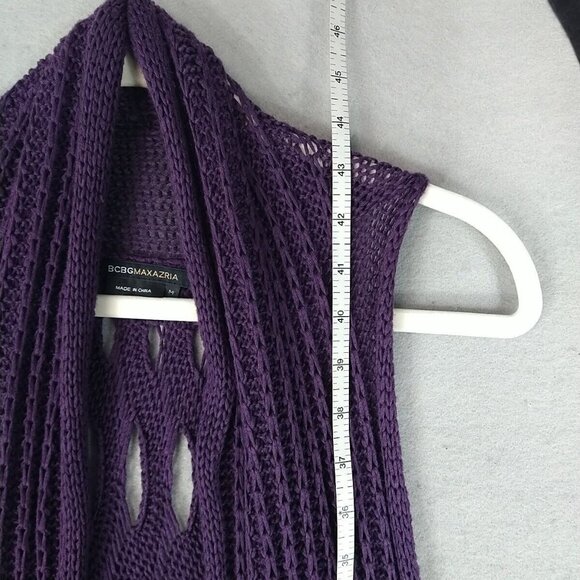 BCBGMAXAZRIA Long Open Sweater Womens M Plum Bohemian Textured Knit Layering - Picture 4 of 6